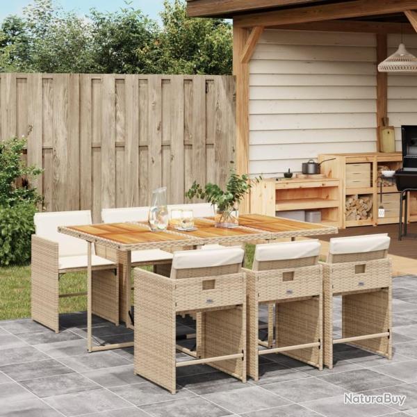 Ensemble � manger de jardin et coussins 7 pcs beige poly rotin