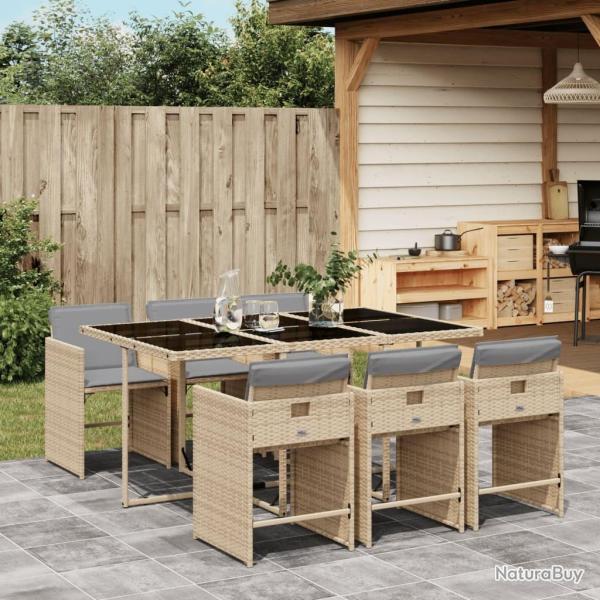 Ensemble � manger de jardin coussins 7 pcs m�lange beige rotin
