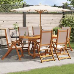 Chaises pliables de jardin lot de 6 bois d'acacia et textil&egrave;ne