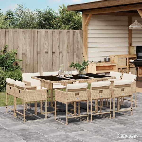 Ensemble � manger de jardin et coussins 11 pcs beige poly rotin