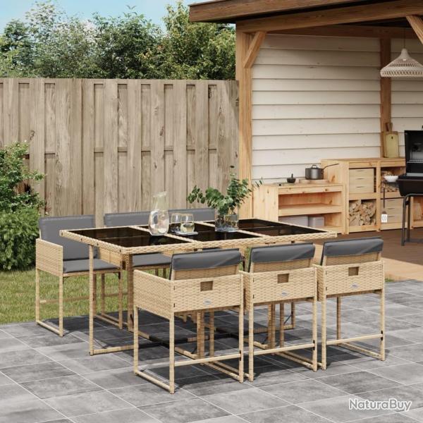 Ensemble � manger de jardin coussins 7 pcs m�lange beige rotin