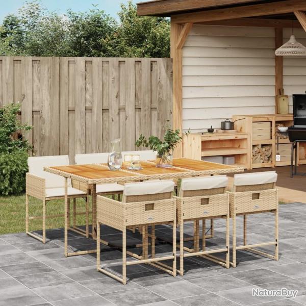 Ensemble � manger de jardin et coussins 7 pcs beige poly rotin