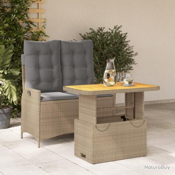 Ensemble � manger de jardin et coussins 2 pcs beige poly rotin