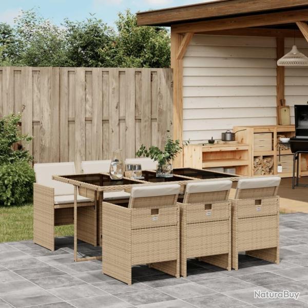 Ensemble � manger de jardin et coussins 7 pcs beige poly rotin