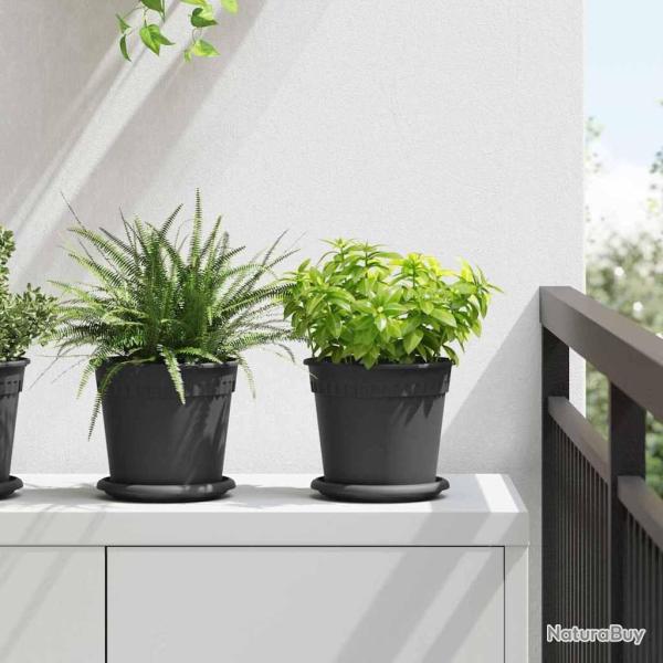 Plateau � fleurs rond 6 pcs Noir � 15,5 x 2 cm Plastique