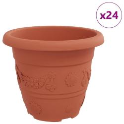 Pot &agrave; fleurs rond 24 pcs Rouge brique &Oslash; 26 x 21,5 cm Plastique