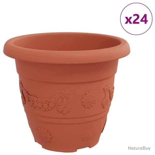 Pot � fleurs rond 24 pcs Rouge brique � 26 x 21,5 cm Plastique