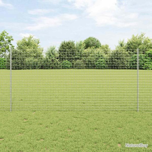 Cl�ture avec poteau Argent� 1,2 x 10 m Acier