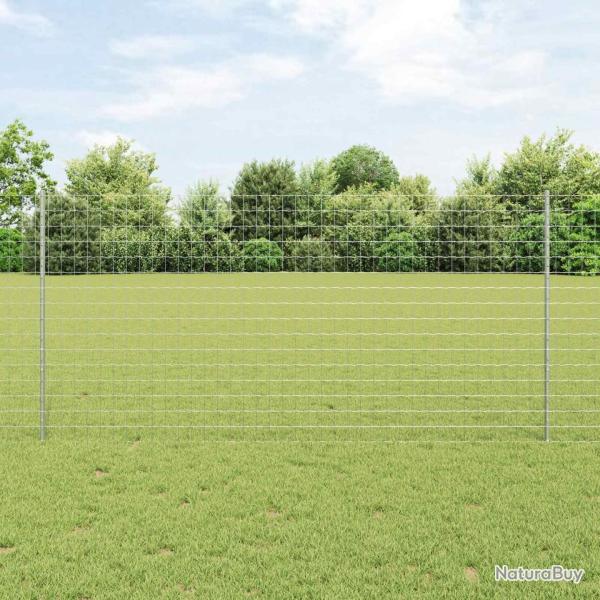 Cl�ture avec poteau Argent� 1,2 x 10 m Acier