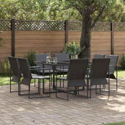 Ensemble de salle &agrave; manger pour jardin 9 pcs Noir Acier
