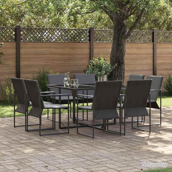 Ensemble de salle � manger pour jardin 9 pcs Noir Acier