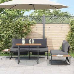 Ensemble de salle &agrave; manger pour jardin 3 pcs Anthracite Acier