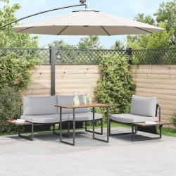 Ensemble de salle &agrave; manger pour jardin 3 pcs Gris clair Acier