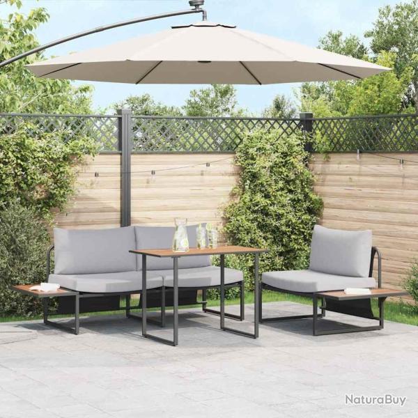 Ensemble de salle � manger pour jardin 3 pcs Gris clair Acier