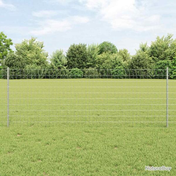Cl�ture avec poteau Argent� 0,8 x 10 m Acier