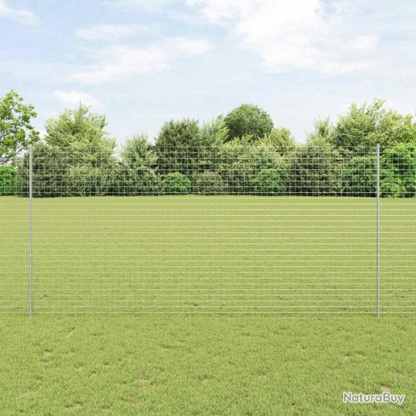 Cl�ture avec poteau Argent� 1,5 x 10 m Acier