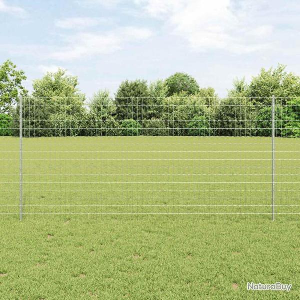 Cl�ture avec poteau Argent� 1,2 x 10 m Acier