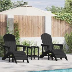 Chaise de jardin 3 pcs Noir Poly&eacute;thyl&egrave;ne