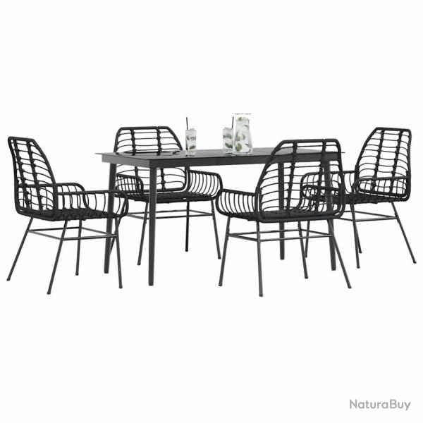 Ensemble � manger de jardin 5 pcs noir r�sine tress�e verre