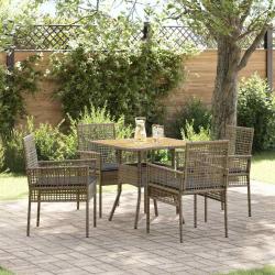 Ensemble de salle &agrave; manger pour jardin 5 pcs Gris polyrotin