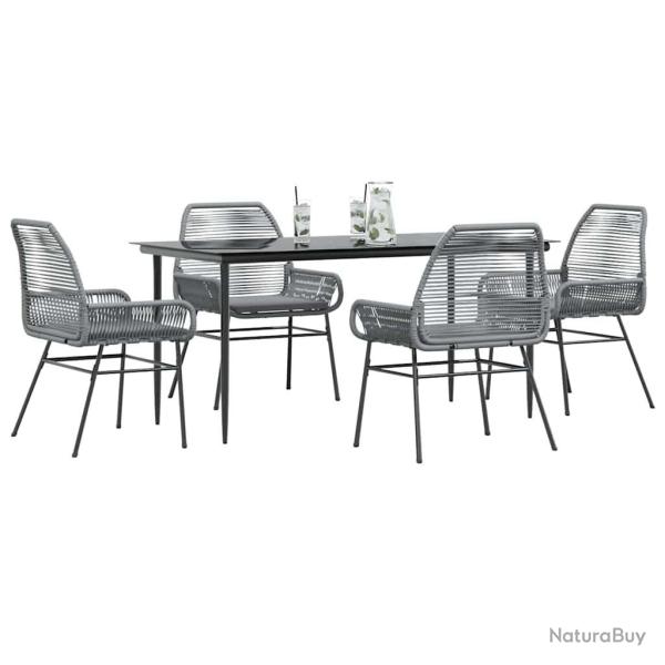 Ensemble � manger jardin coussins 5 pcs gris poly rotin verre