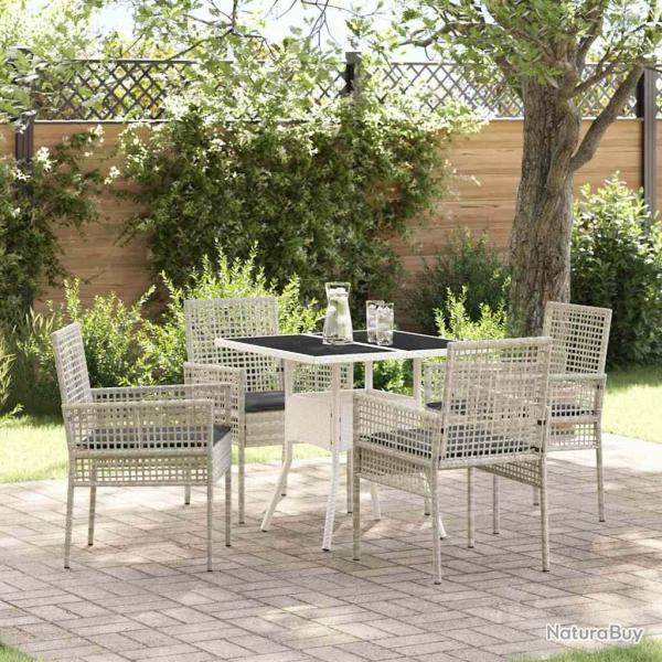 Ensemble de salle � manger pour jardin 5 pcs Gris clair