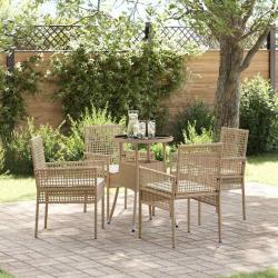 Ensemble de salle &agrave; manger pour jardin 5 pcs Beige polyrotin
