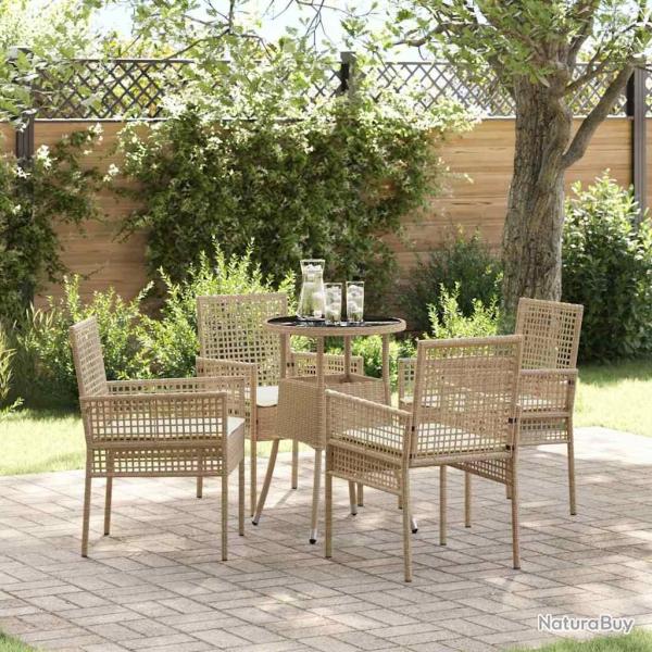 Ensemble de salle � manger pour jardin 5 pcs Beige polyrotin