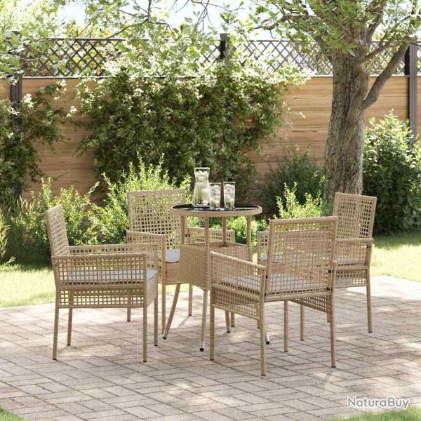 Ensemble de salle � manger pour jardin 5 pcs Beige polyrotin