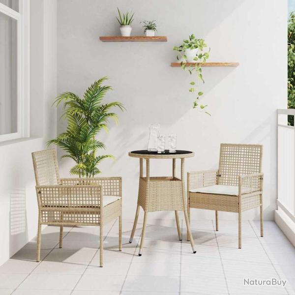 Ensemble de salle � manger pour jardin 3 pcs Beige polyrotin