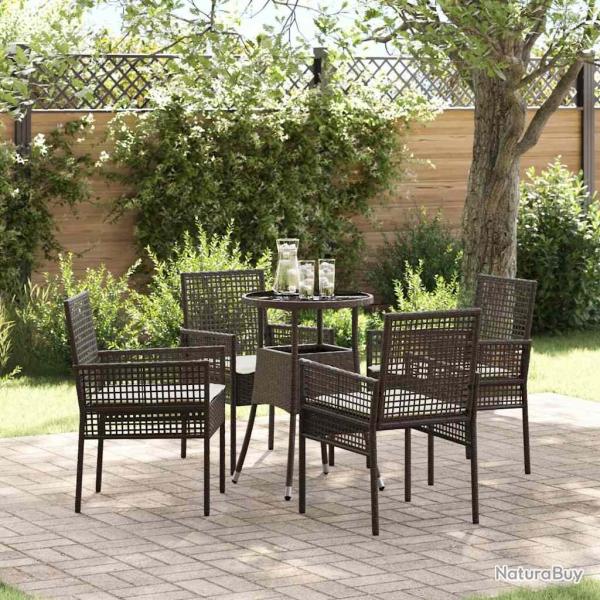 Ensemble de salle � manger pour jardin 5 pcs Marron polyrotin