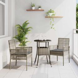 Ensemble de salle &agrave; manger pour jardin 3 pcs Gris polyrotin