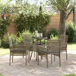 Ensemble de salle &agrave; manger pour jardin 5 pcs Gris polyrotin