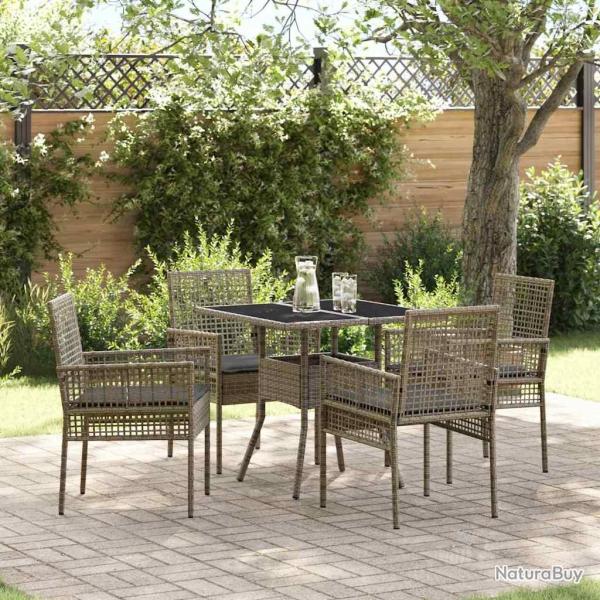 Ensemble de salle � manger pour jardin 5 pcs Gris polyrotin