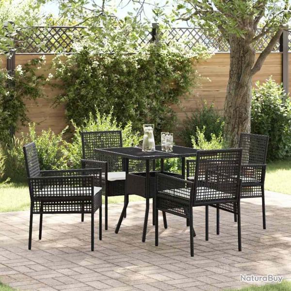 Ensemble de salle � manger pour jardin 5 pcs Noir polyrotin