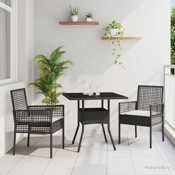 Ensemble de salle � manger pour jardin 3 pcs Noir polyrotin