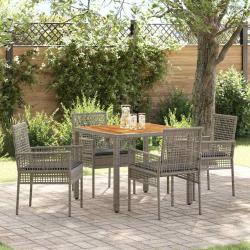Ensemble de salle &agrave; manger pour jardin 5 pcs Gris polyrotin