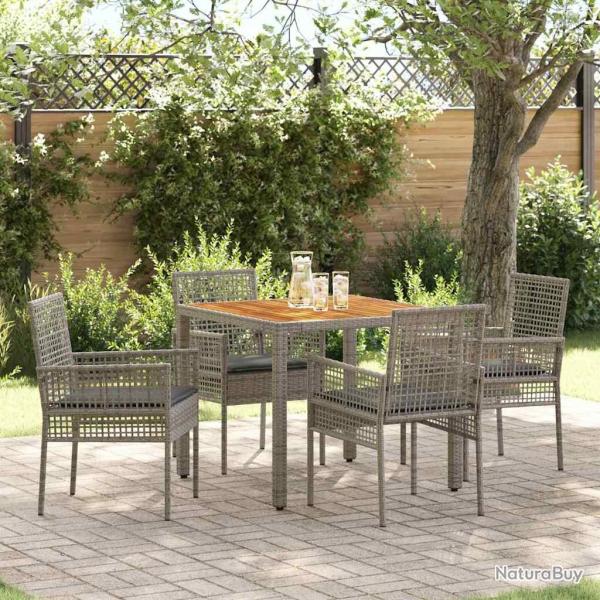 Ensemble de salle � manger pour jardin 5 pcs Gris polyrotin