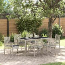 Ensemble de salle &agrave; manger pour jardin 7 pcs Gris clair