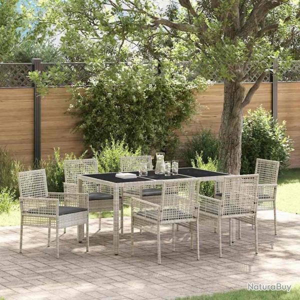 Ensemble de salle � manger pour jardin 7 pcs Gris clair