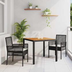 Ensemble de salle &agrave; manger pour jardin 3 pcs Noir polyrotin