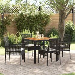 Ensemble de salle &agrave; manger pour jardin 5 pcs Noir polyrotin