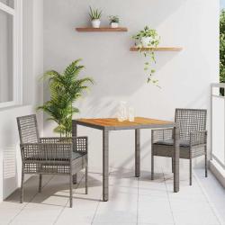 Ensemble de salle &agrave; manger pour jardin 3 pcs Gris polyrotin