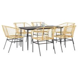 Ensemble &agrave; manger jardin 7pcs marron rpoly otin verre