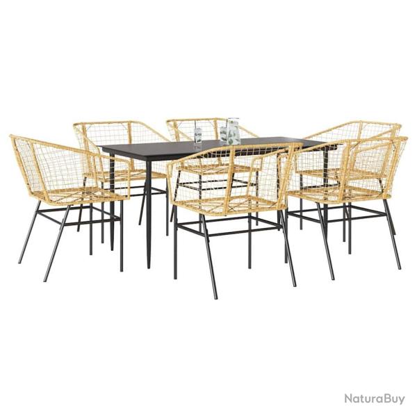Ensemble � manger jardin 7pcs marron rpoly otin verre
