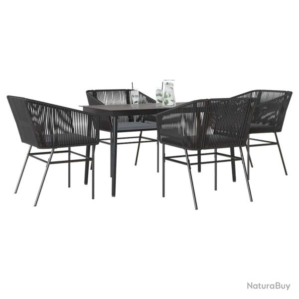 Ensemble � manger de jardin et coussins 5 pcs noir rotin verre