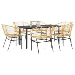 Ensemble &agrave; manger jardin 7pcs marron rpoly otin verre