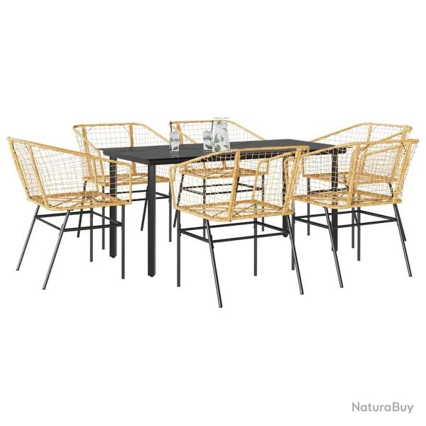 Ensemble � manger jardin 7pcs marron rpoly otin verre