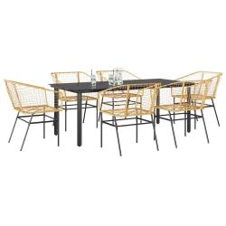Ensemble &agrave; manger jardin 7pcs marron rpoly otin verre