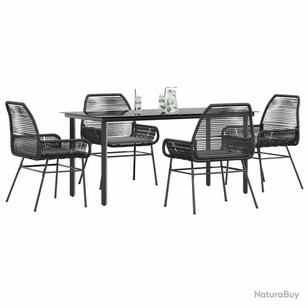 Ensemble � manger de jardin et coussins 5 pcs noir rotin verre